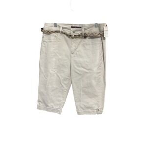 Gloria Vanderbilt Capri Pants‎ Womens Beige Belted Comfort Cropped Size 14